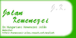 jolan kemenczei business card